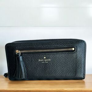 Kate Spade New York Chester Street Neda Black Leather Wallet Zip Around